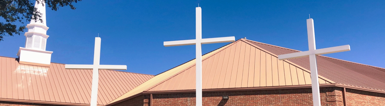 Three crosses outside Mount Olive Baptist Church.